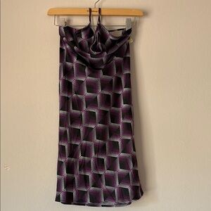 BP Backless Dress with Purple and Black Geometric Design